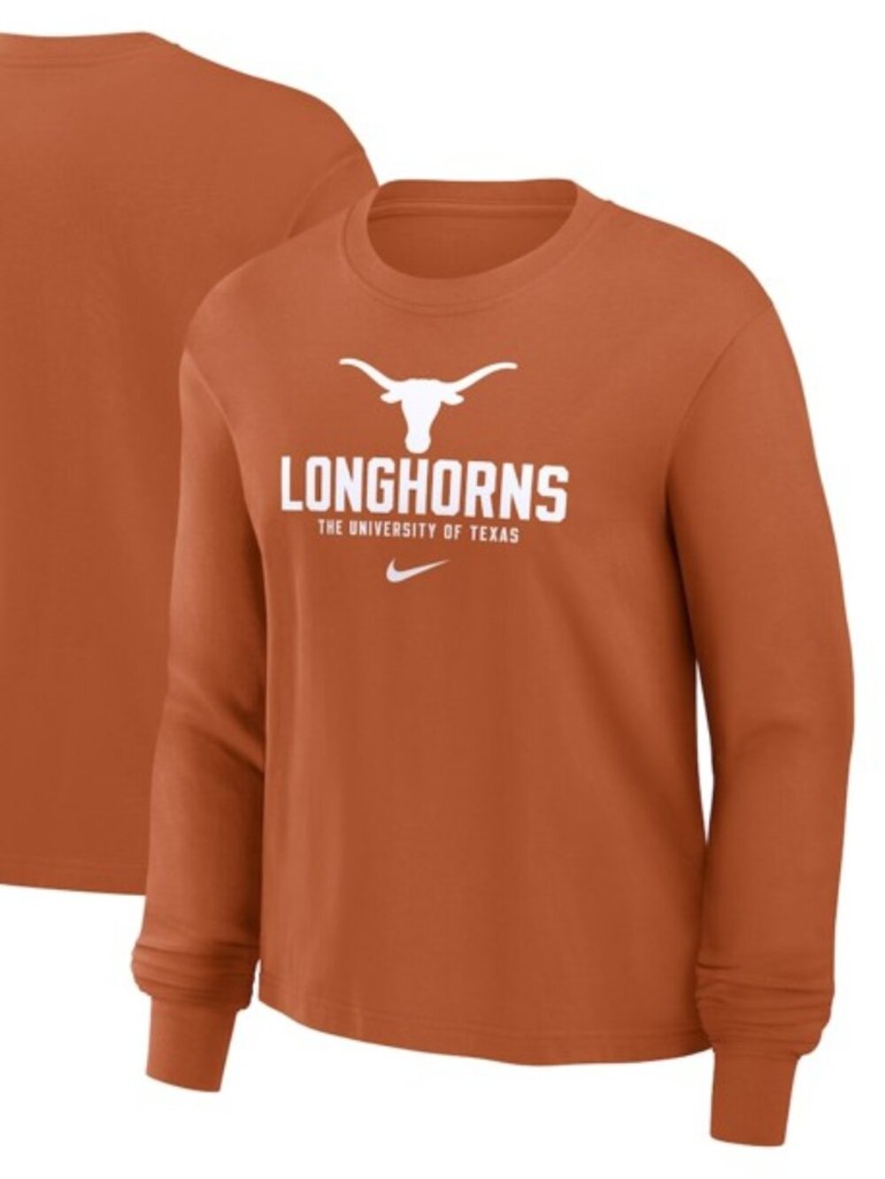 Nike Texas Longhorns Burnt Orange Long-Sleeve Graphic Shirt- Womans-XL